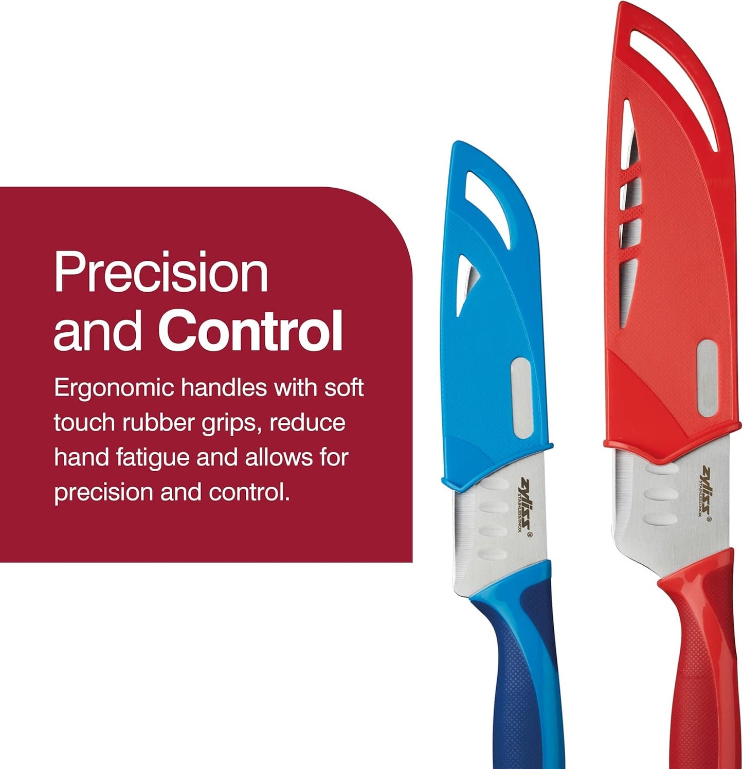 ZYLISS 2 Piece Santoku Knife Set with Sheath Covers, Stainless Steel