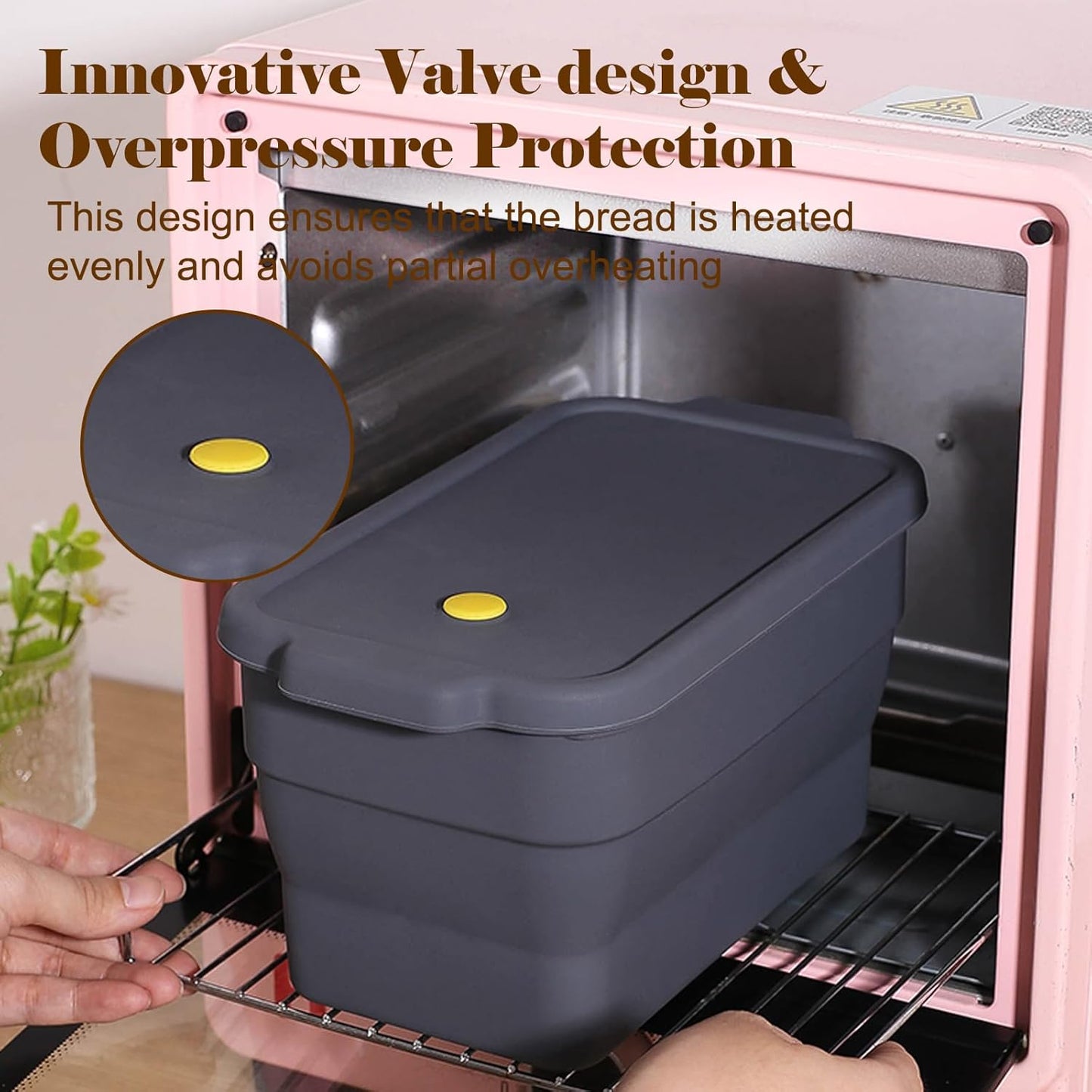 Silicone Bread Pan with Lid, Nonstick & Heat Resistant Foldable Bread Pan, Bread Mold for Baking, Bread Baking Pan, Bread Pans for Homemade Bread, Pullman Loaf Pan for Baking Bread