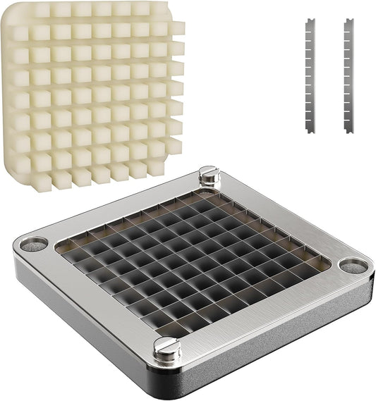 3/8" Replacement Vegetable Chopper Blade, 420j2 Stainless Steel Interchangeable Blade & Pusher Block Set for Commercial Vegetable Dicer Fruit Cutter