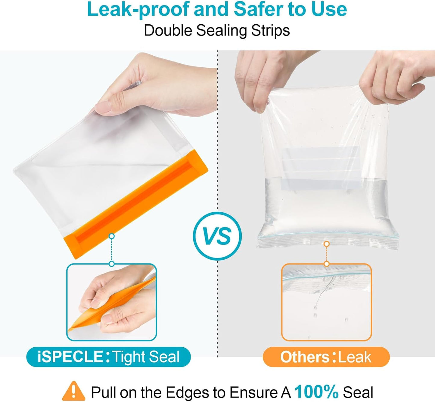 iSPECLE Reusable Gallon Freezer Bags - 6 Pack Freezer Bags BPA-Free with Stand-Up Bottom and Label, Easy to Get Frozen Meat, Vegetables, Fruit, Leakproof Freezer Storage Bags Keep Food Fresh, Orange