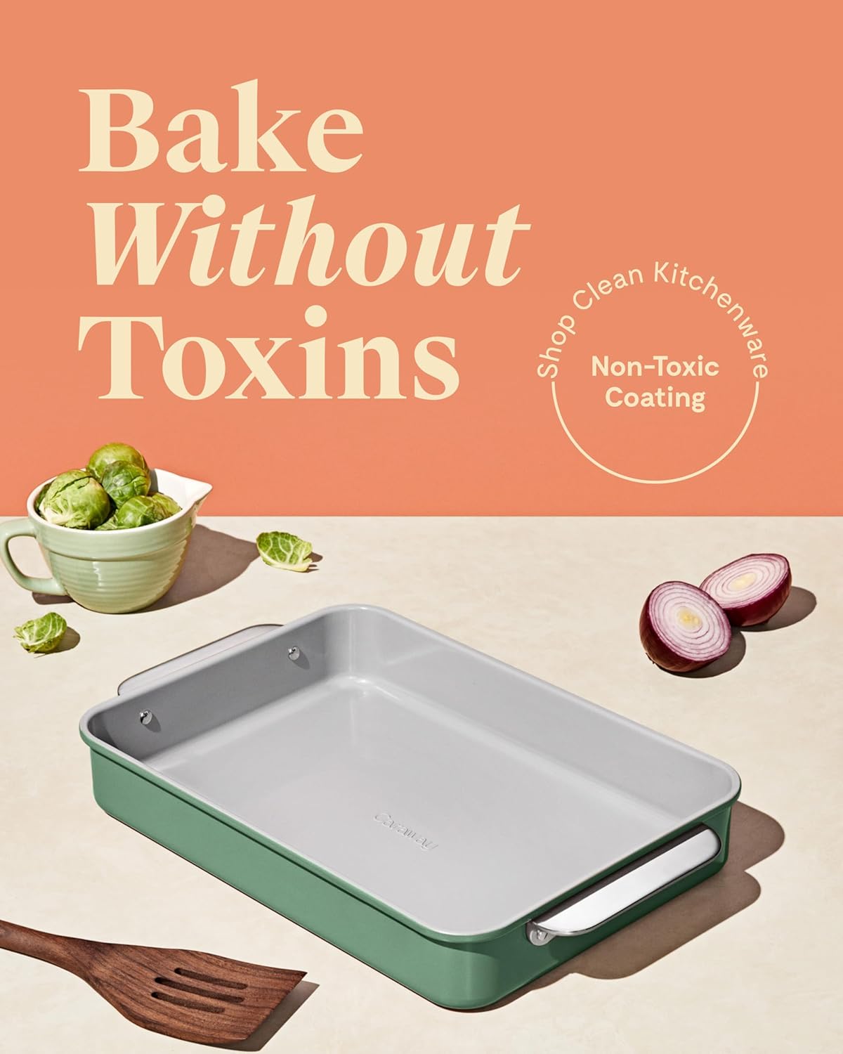 Caraway Non-Stick Ceramic 9”x13” Rectangle Pan Duo - Naturally Slick Ceramic Coating - Non-Toxic, PTFE & PFOA Free - Perfect for Brownies, Lasagnas, and More - Gray