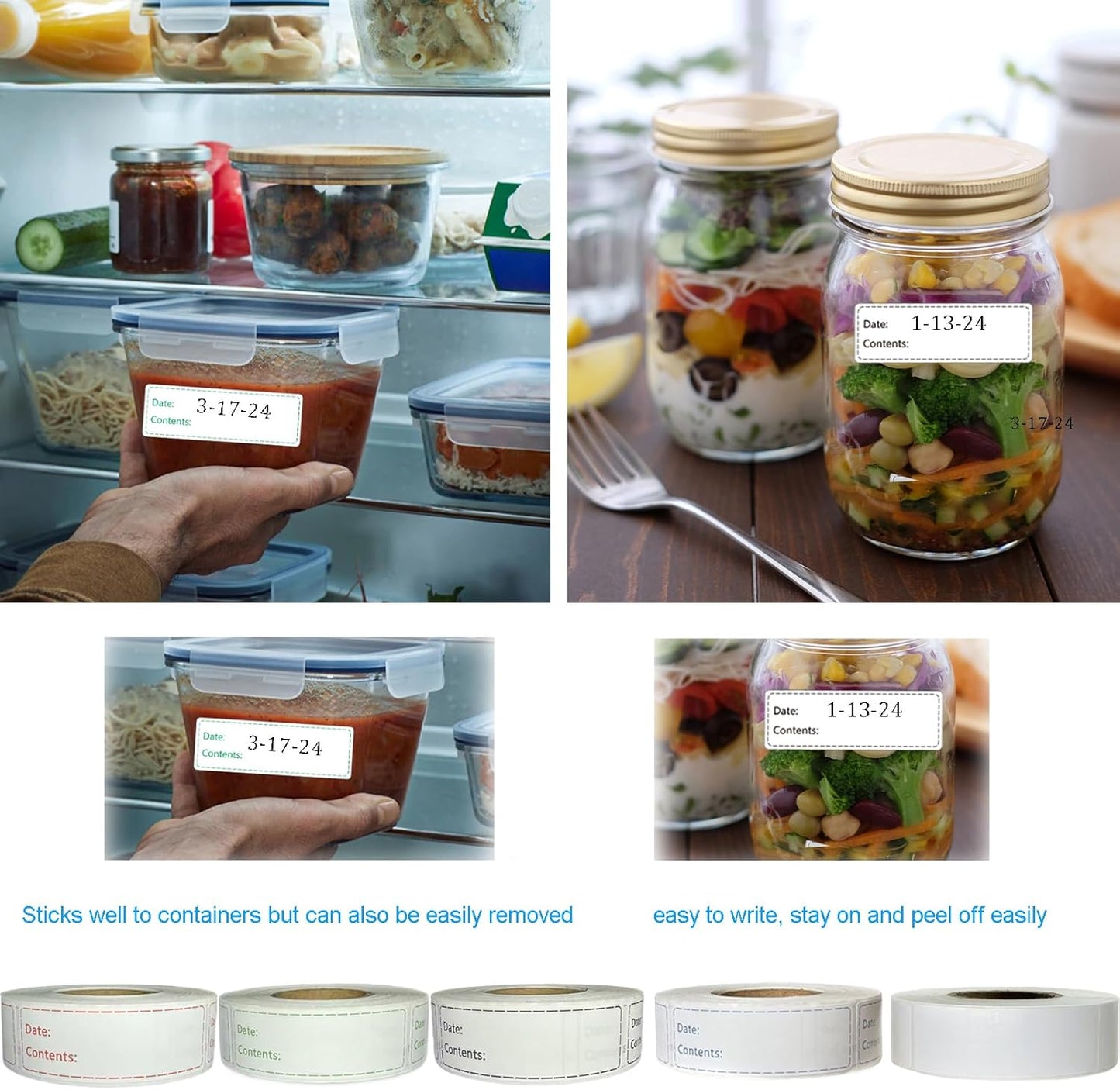 1000pcs Freezer Labels,1x3 inch for Food containers,Food Labels Quick and Easy to Remove- Easy to Write on(Black)