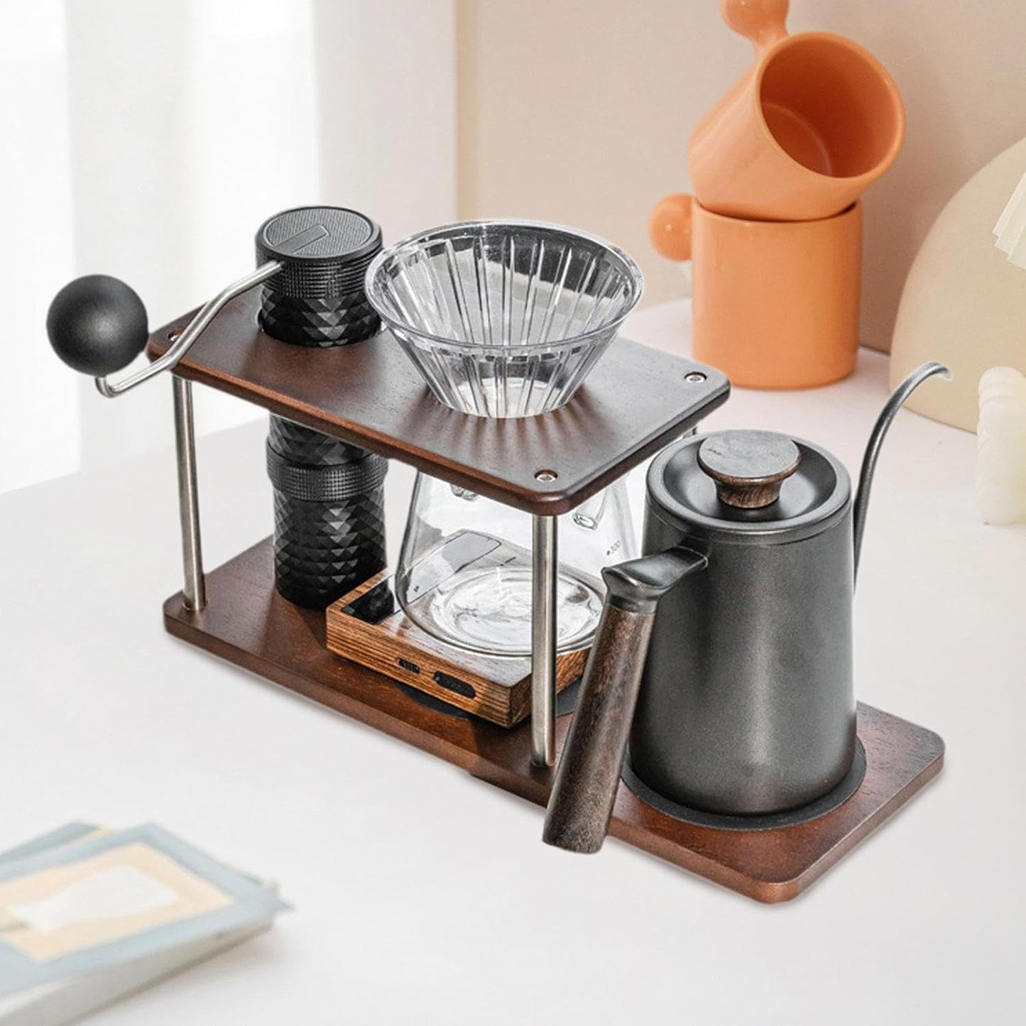 Pour Over Coffee Station Dripper Stand Rack Wood Reusable Multipurpose Accessories Decor Dripper Holder Filter Holder