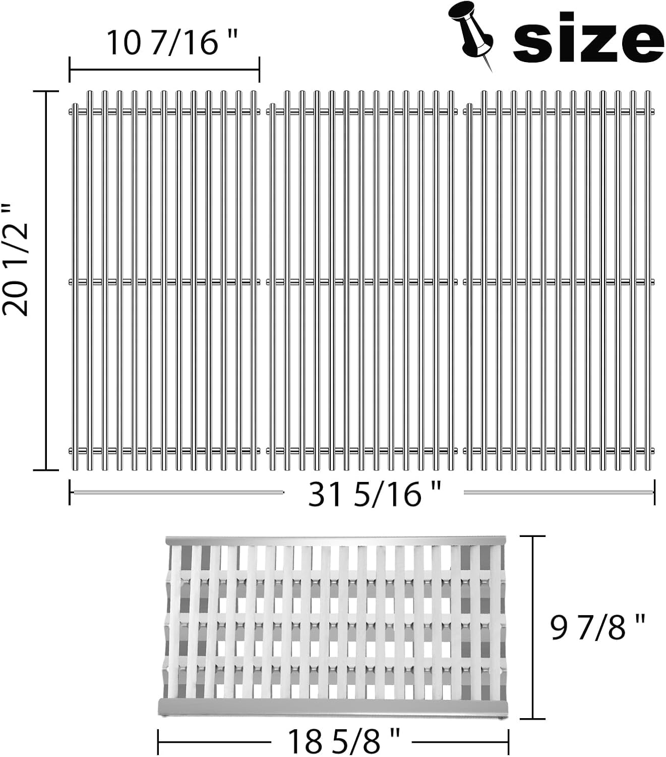 Grill Grates Replacement 54801 92911 for DCS Grill Parts, 36DBQAR, 36EBQAR, 48DBQAR, 48EBQAR, BGA36-BQARL, BGA36-BQARN, BGA48-BQARL, BGA48-BQARN, Heat Plate Ceramic Rods Briquette Radiant Tray