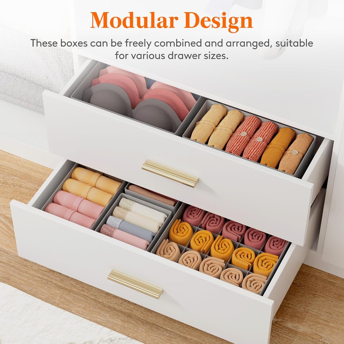 Lifewit Underwear Drawer Organizer for Closet 16 Pack, 3 Sizes Dresser Organizer Dividers, Deep Fabric Foldable Drawer Storage Organizer Bins for Clothes, Sock, Bra, Lingerie, Undies