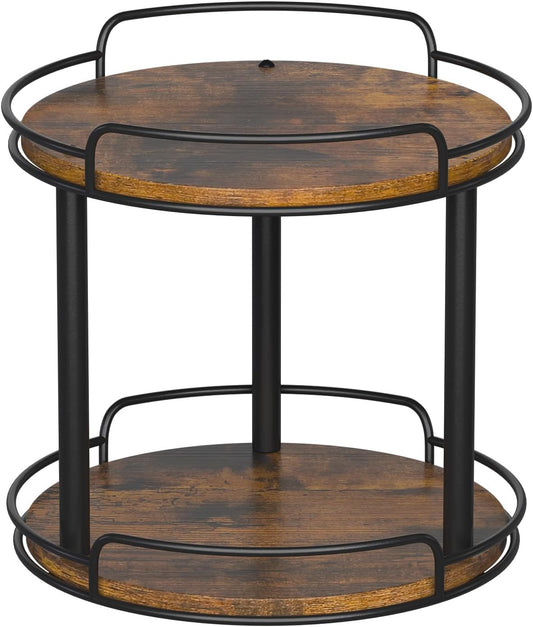 LAMU 10.2'' Wood Lazy Susan Turntable Organizer for Cabinet, 2 Tier Lazy Susan Spice Rack Organizer for Kitchen, Table Top, Countertop, Pantry, Medicine Organizer