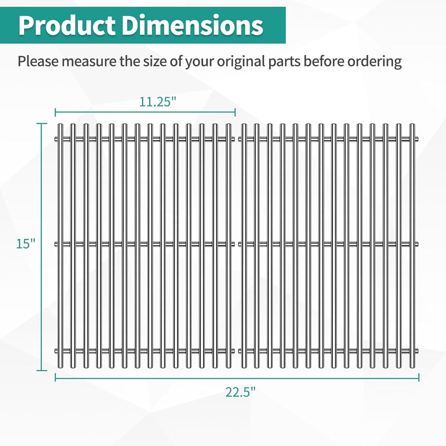 9MM 15" Stainless Steel Grill Grates for Weber Spirit E200 S200 E210 S210 Genesis Silver A Spirit 500 Gas Grill with Side Control Panel for Weber 7521 7522 7523 65905 65904 Spirit 200 Series
