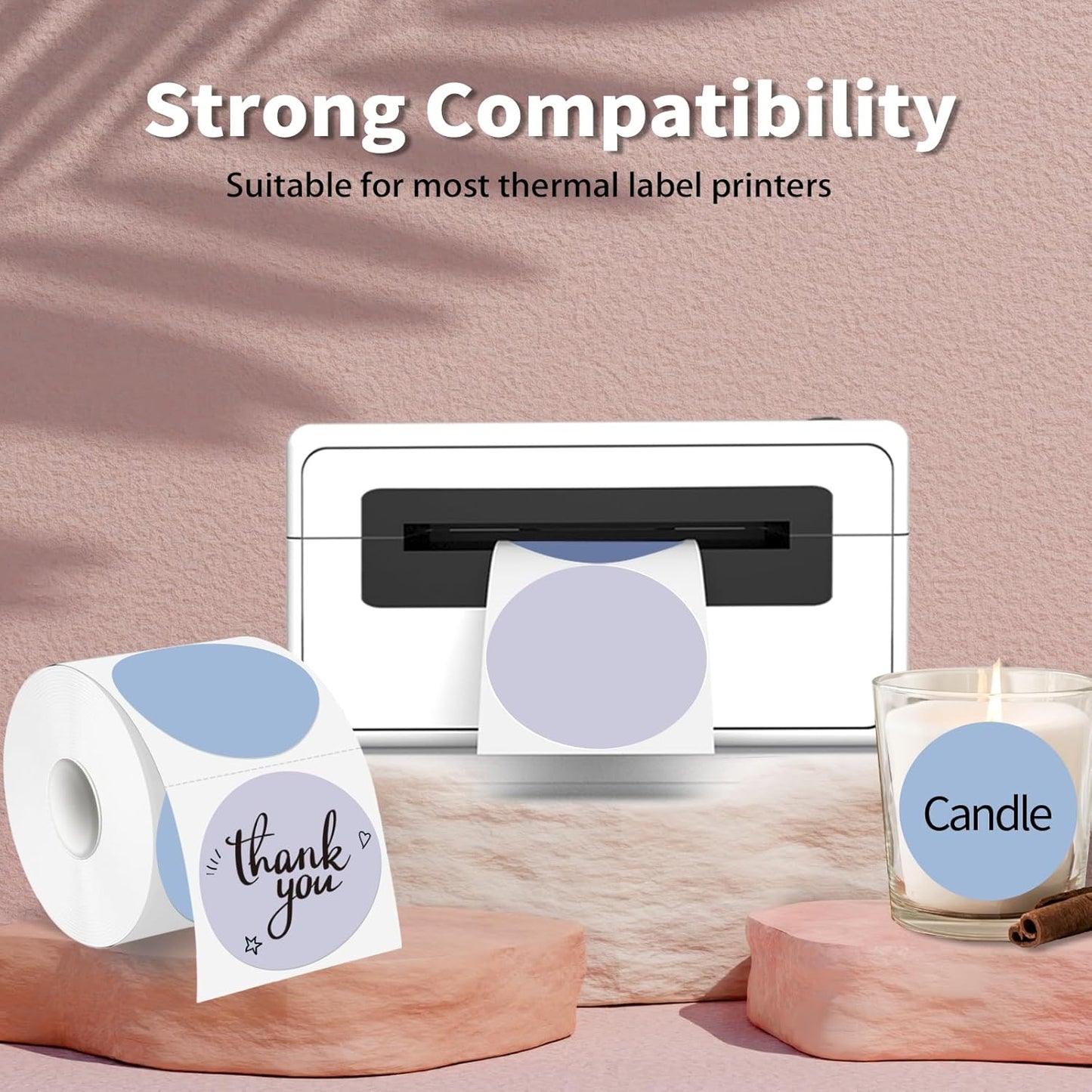 2 Inch Purple Gradient Round Thermal Label Printer Stickers - Self-Adhesive Direct Labels for DIY Logo Design, Name Tag (500 Labels/1 Roll)