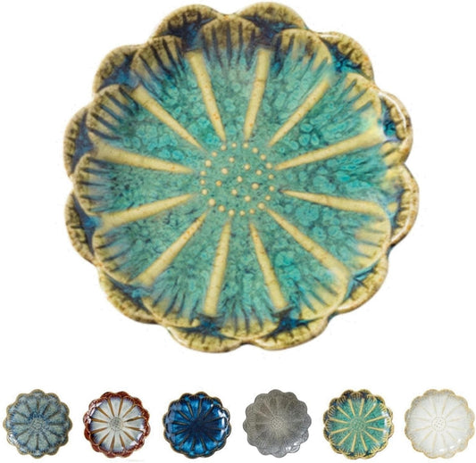 Ceramic Spoon Rest for Stove Top, Flower Cute Spoon Rest for Kitchen Counter, Cooking Spoon Holder for Kitchen Counter, Utensil Rest Spatula Rest Ladle Holder Tong Rest, 1 PC (Retro, Mist Green)