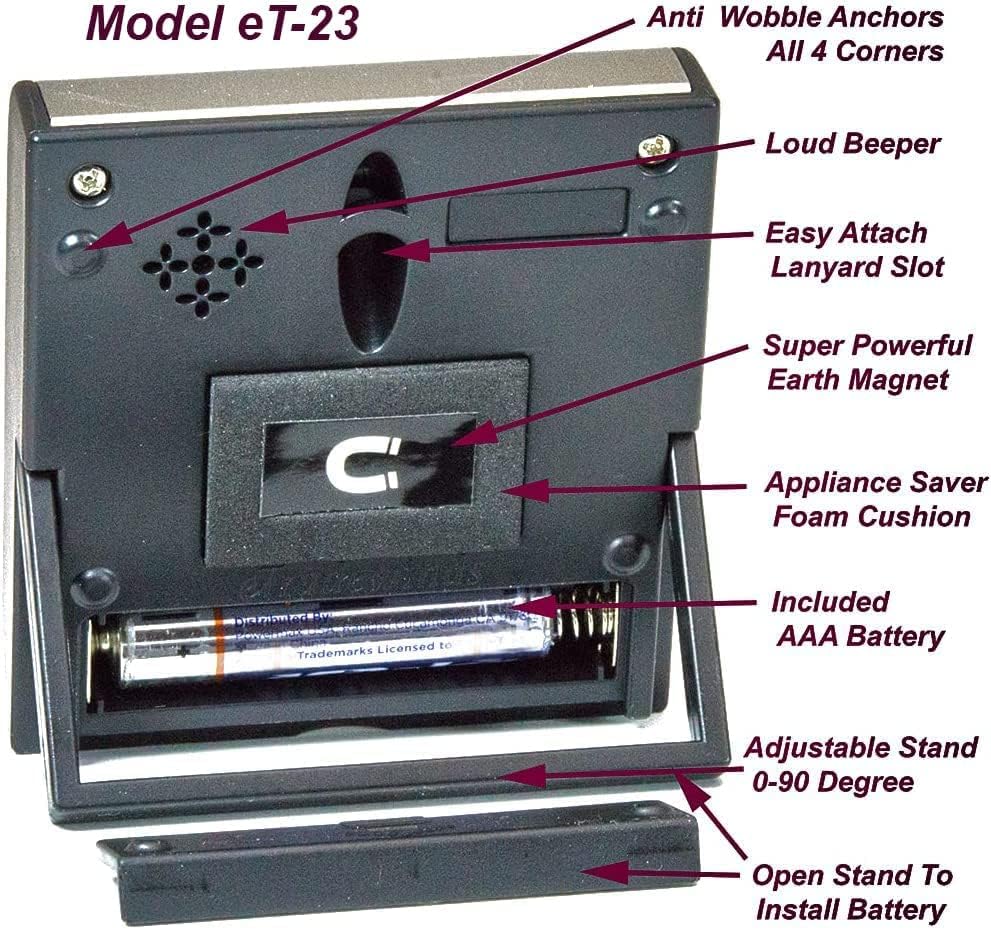 Elegant Digital Kitchen Timer - Stainless Steel Model eT-23, Super Strong Magnetic Back, Loud Alarm, Large Display, Auto Memory, Auto Shut-Off by eTradewinds