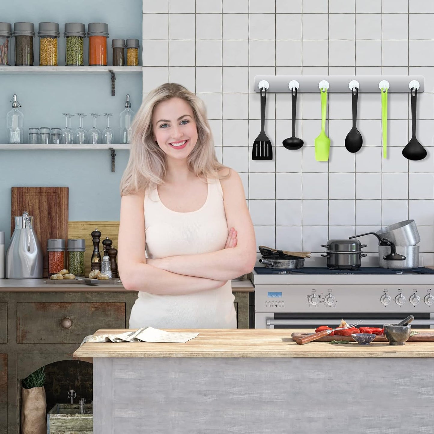 Neosmuk Magnetic Hooks Heavy Duty,Strong Magnet with Hook for Fridge, Super Neodymium Extra Strength Industrial Hooks for Hanging, Magnetic Hanger for Toolbox, Cruise, Grill(White,10 Pack)