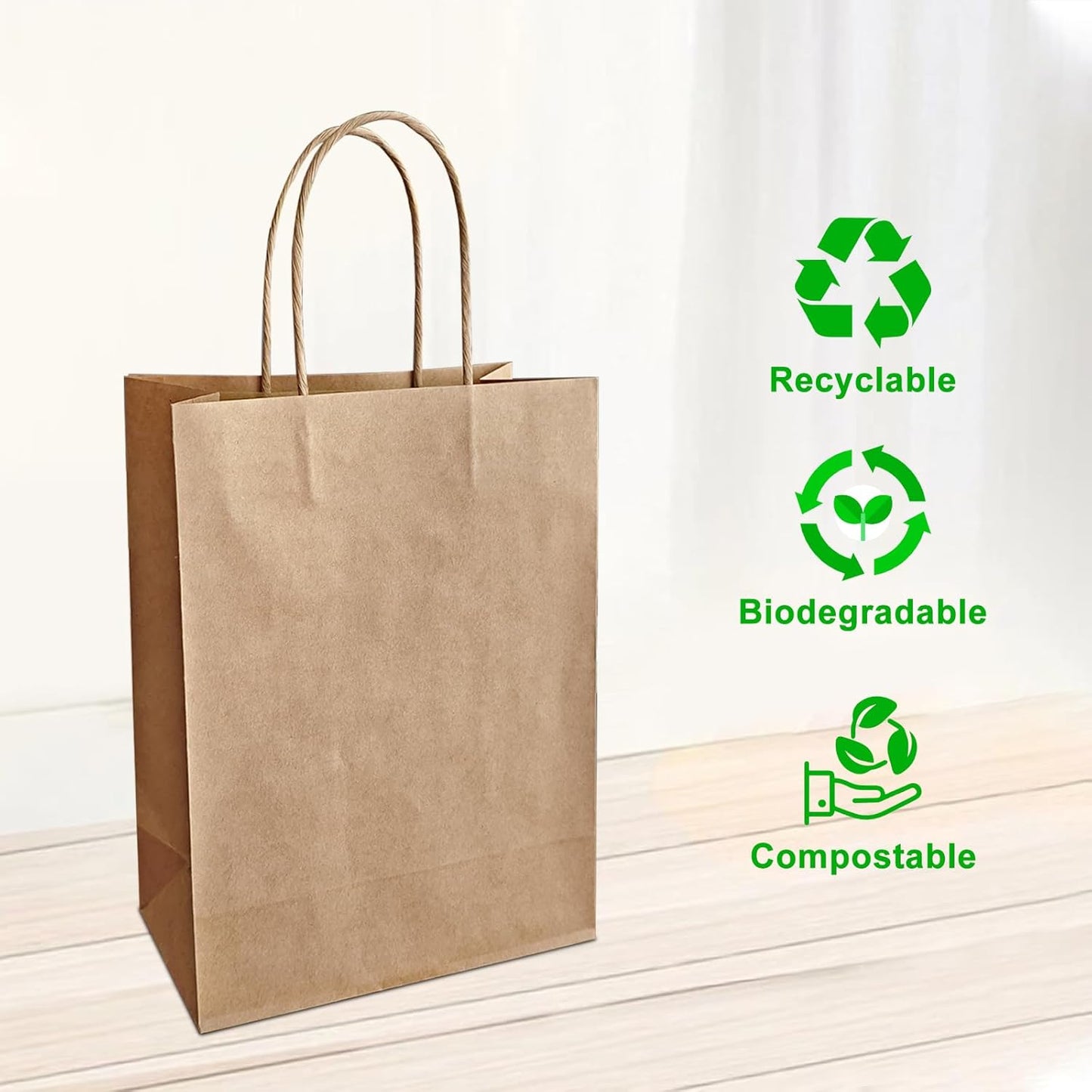 Take-Out Paper Bags And Two Drink Paper Trays 40 Pack,Two Cup Carrier Tray Coffee Cup Holder Disposable Cup Holder Tray,Brown Baper Bags With Handles Bulk (Two-cup size)