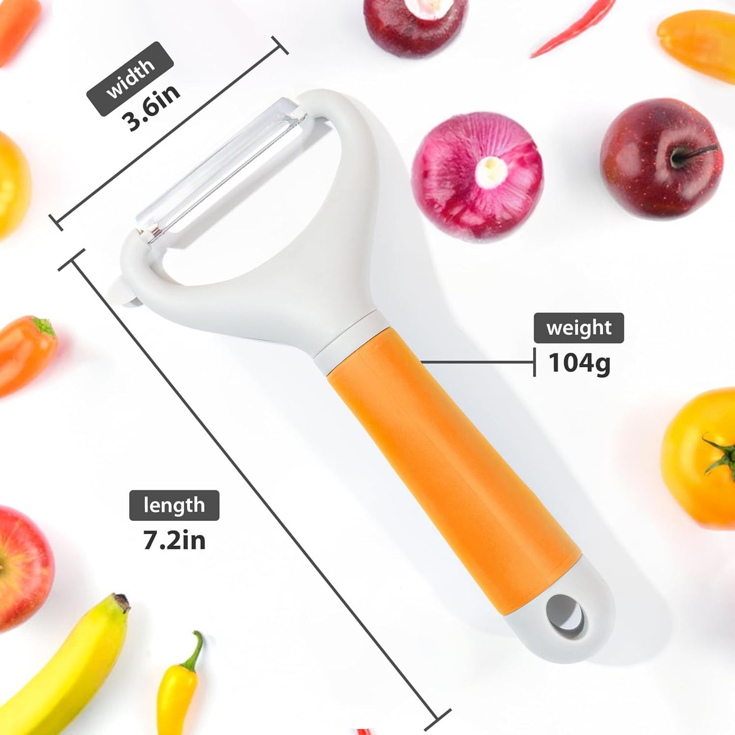 Li&Zhao Vegetable Peelers - Potato Peelers Fruit Peeler Veggie Peeler Carrot Peeler Apple Peeler Garlic Peeler for Kitchen Julienne Peeler, Dishwasher Safe(Orange)
