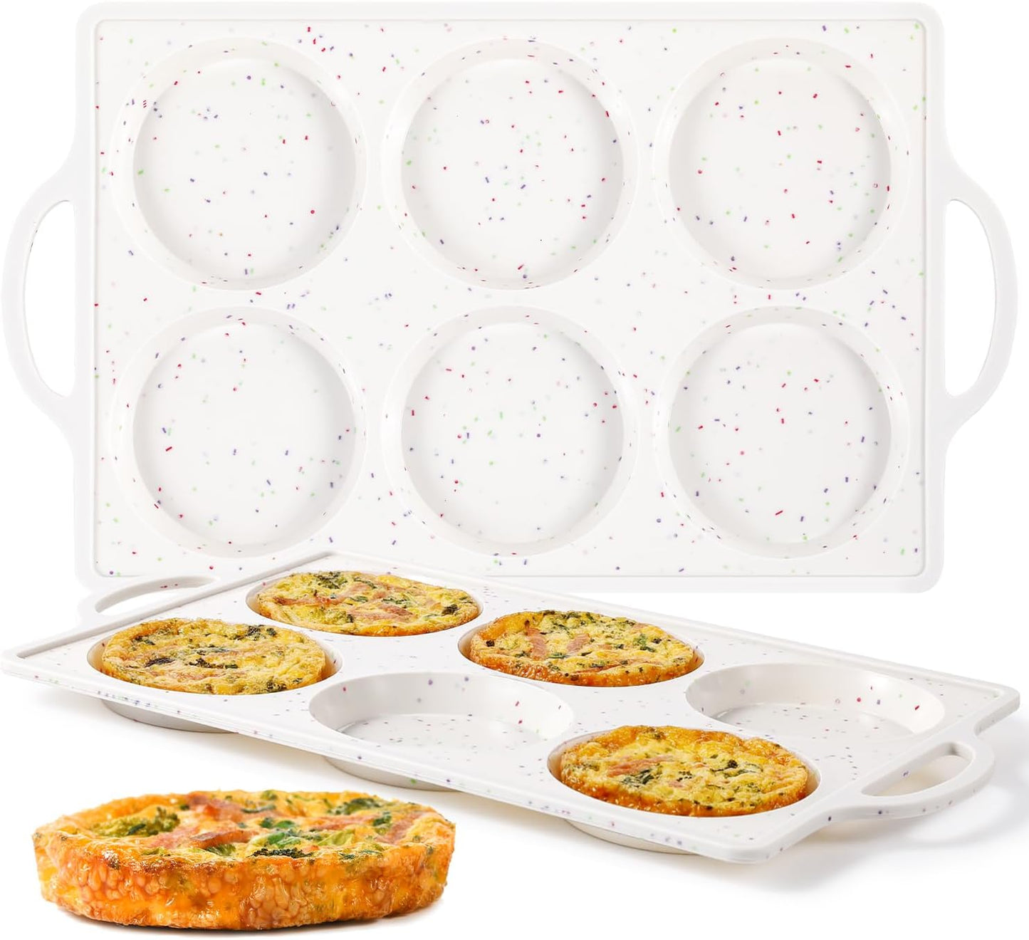 Muffin Top Pan Non Stick,4 Inch Metal Frame Round Egg Baking Pan for Oven English Muffins, Whoopie Pies, Corn Bread, Egg Bites, Breakfast Sandwiches Tarts 2 Confetti