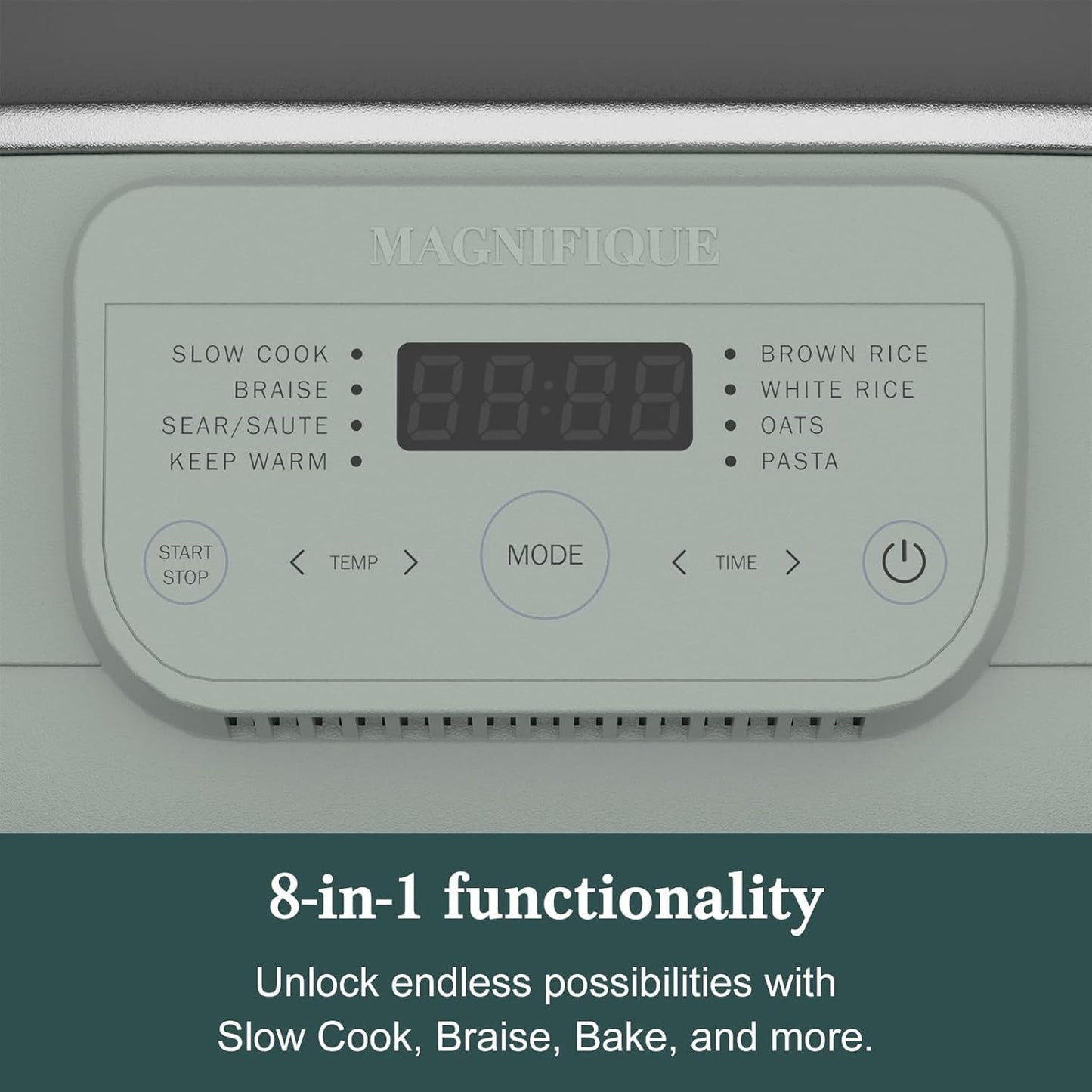 6 Quart Slow Cooker, with 8-in-1 Multi-Cooker, Casserole Programmable crock pot, Dutch Oven, Pasta, Nonstick, Oven Safe Pot to 500°F, Olive