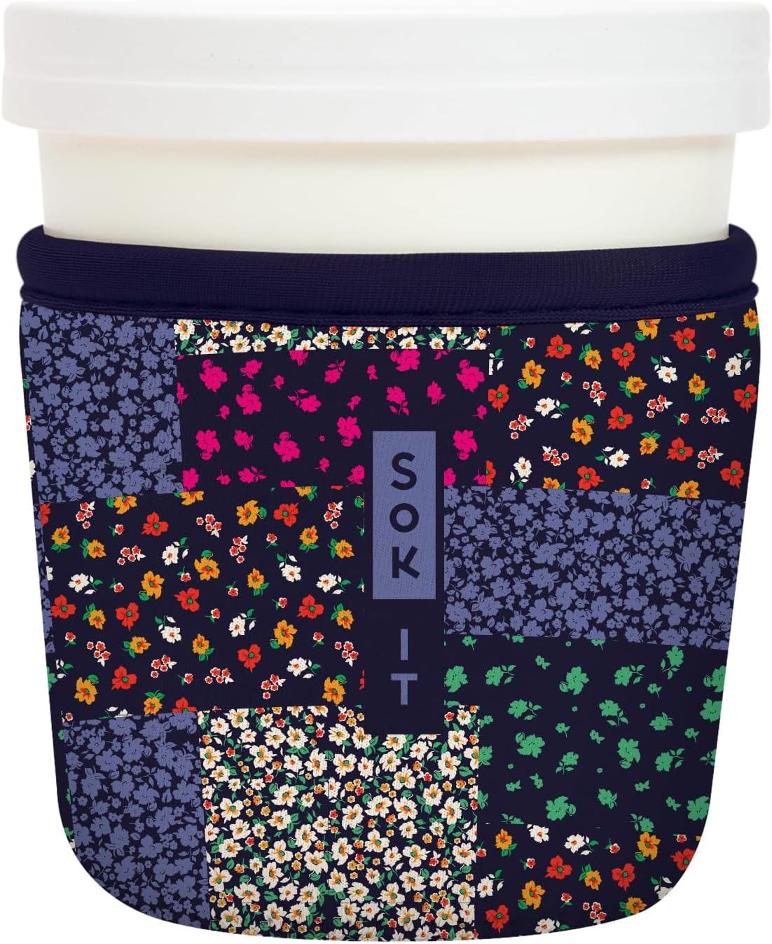 Sok It IceCreamSok Insulated Neoprene Cover (Flower Patch, Tapered Ice Cream Pints)
