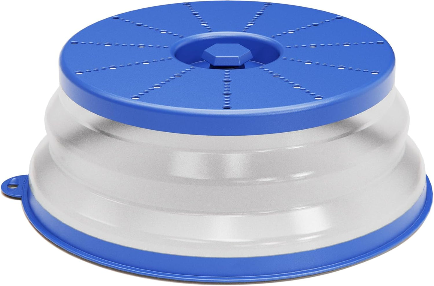 WVM Microwave Splatter Cover Vented for Food with Hook Hole, Splatter Guard & Colander Kitchen Gadget for Food, Meal Prep, Blue