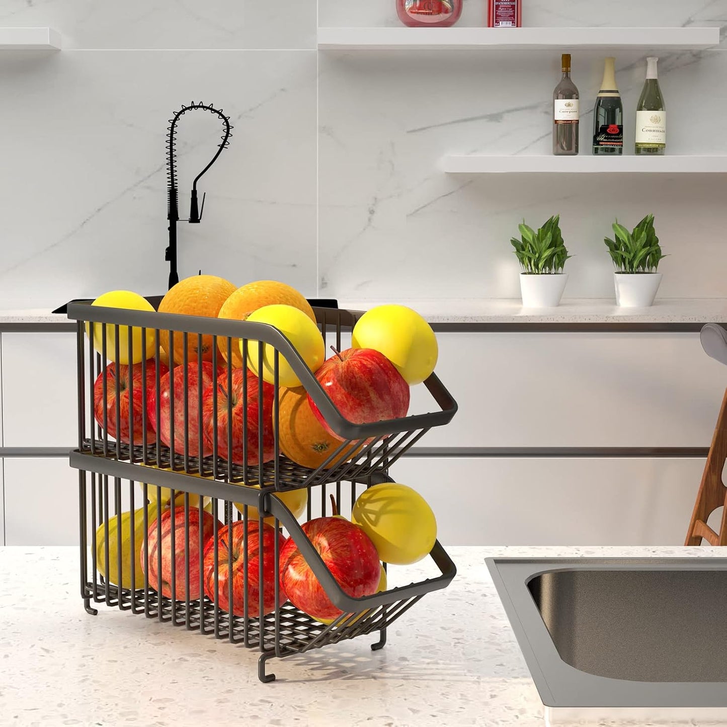 GILLAS 8 Pack Stackable Soda Can Organizer for Refrigerator, Can Holder Dispenser, Canned Food Storage Rack for Fridge, Kitchen, Countertops, Cabinets, Black