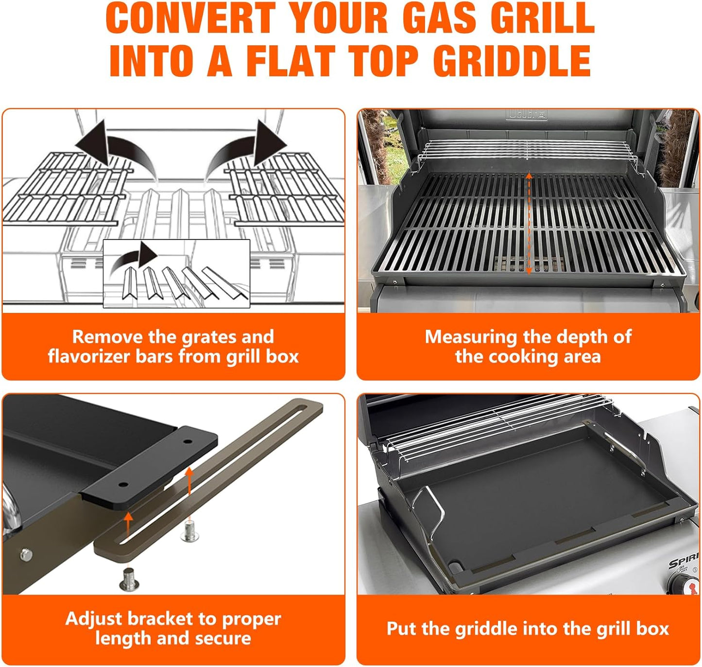 Stanbroil Universal Full Size Griddle Insert for Most 3-Burner Gas Grill - Compatible with Weber, Royal Gourmet, Cuisinart, Char-Broil, Nexgrill, Napoleon, Dyna-Glo, Monument Grills and More