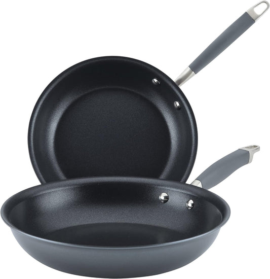Anolon Advanced Home Hard-Anodized Nonstick Skillets (2 Piece Set- 10.25-Inch & 12.75-Inch, Moonstone)