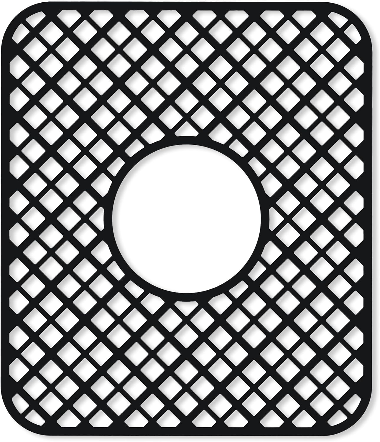 2 Pack Silicone Sink Protector for Kitchen Sink, Lozenge Pattern 13 x 11 inches Sink Grid Mat Silicone Protectors, Center Drain, Black