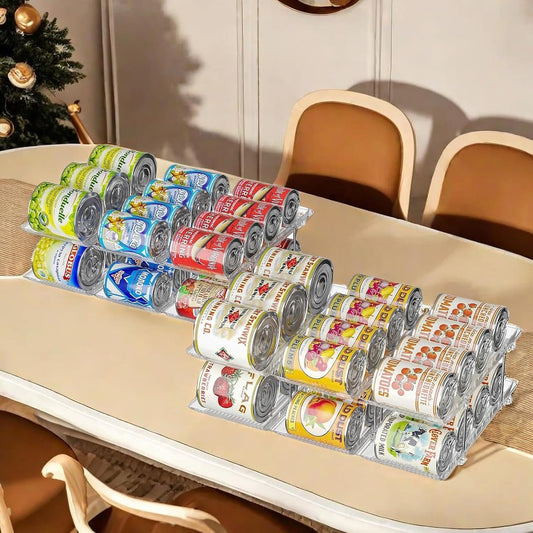 Can Organizer for Pantry Free Combination Can Dispenser,Clear 2 Pack 2 Tier Storage Rack for 48 Cans Suitable for Cabinet Pantry Fridge Countertop (3 * 2)