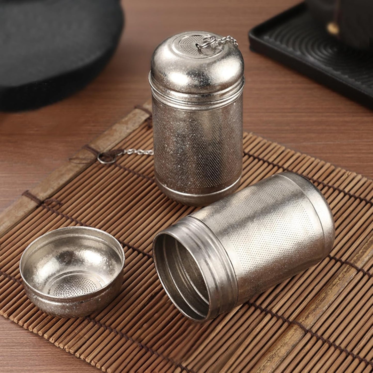 Titanium Tea Infuser for Loose Leaf & Fruit - Extra Fine Mesh Strainer Insert, Screw-Top Lid, Reusable Filter for Herbs, Lemon, Cucumber, Coffee & Spices