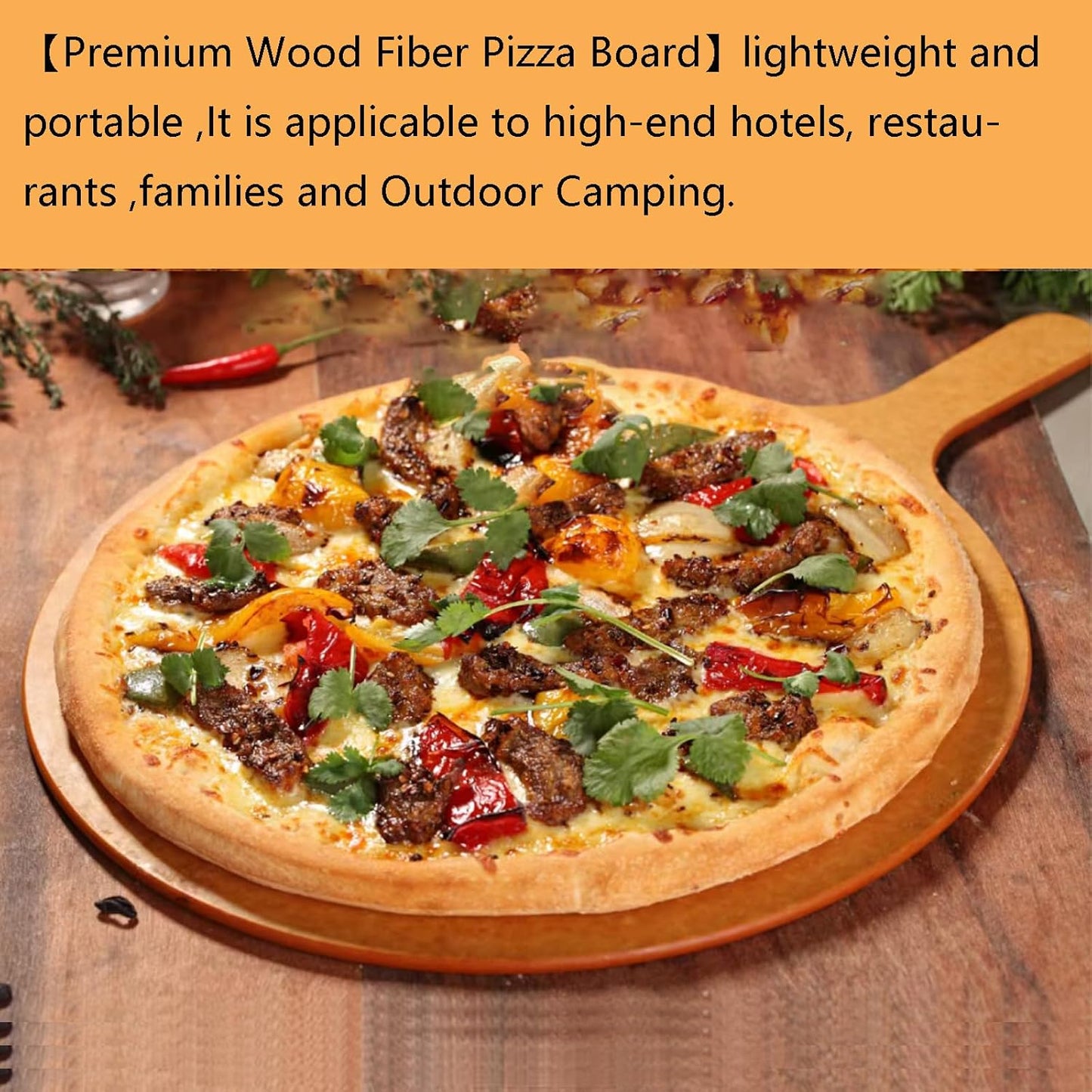 SWEIBIAI Small 13” Round Pizza Cutting Board Pizza Serving Board For Kitchen Charcuterie Board Wood Fiber