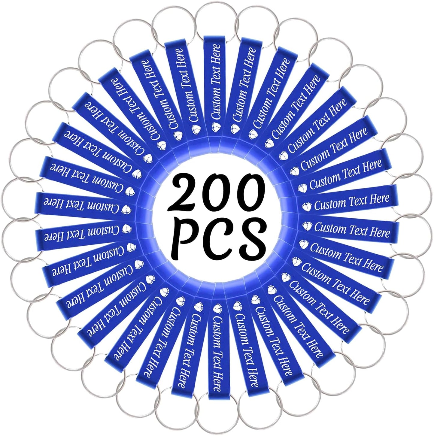 200PCS Personalized Bottle Opener Keychain Bulk Custom Beer Bottle Opener with Logo Text Engraved Wedding Bottle Opener Favors Customized Gifts for Guests Baby Shower Birthday Party-Blue