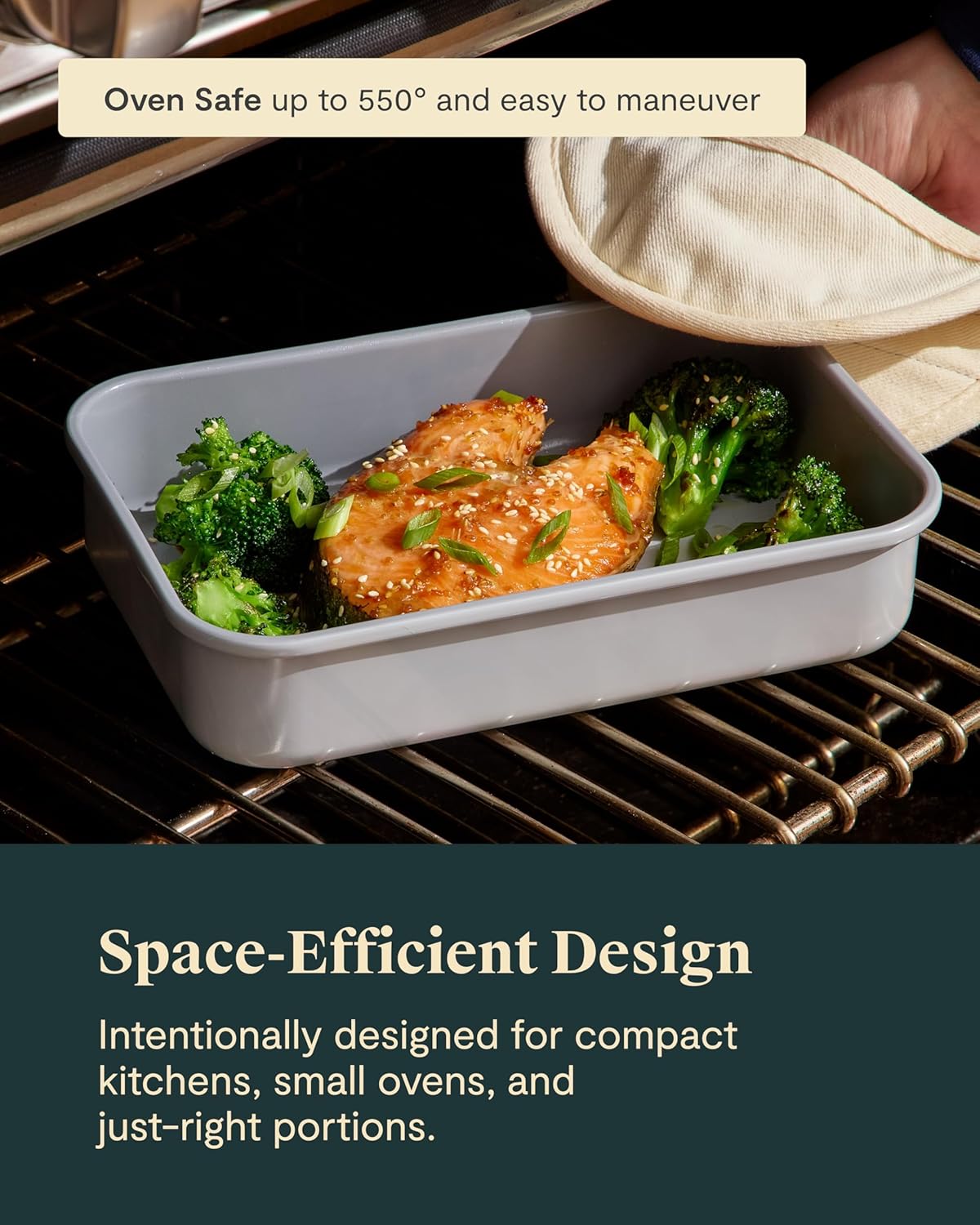 Caraway Nonstick 9” x 6.5” Small Rectangle Baking Pan Duo – Non-Toxic, PTFE & PFOA Free – Aluminized Steel Core – Deep Ceramic Baking Pan for Casseroles, Lasagna & More - Slate