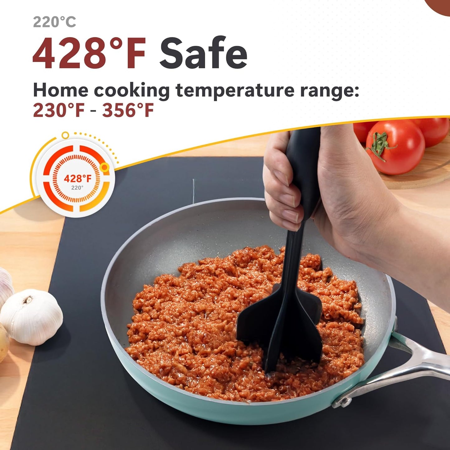 Li&Zhao Ground Beef Chopper Tool - Meat Chopper for Ground Beef Ground Meat Smasher Hamburger Smasher Tool Ground Beef Masher Meat Spatula Chopper Potato Mashers Heat Resistant Nylon for Mix and Chop