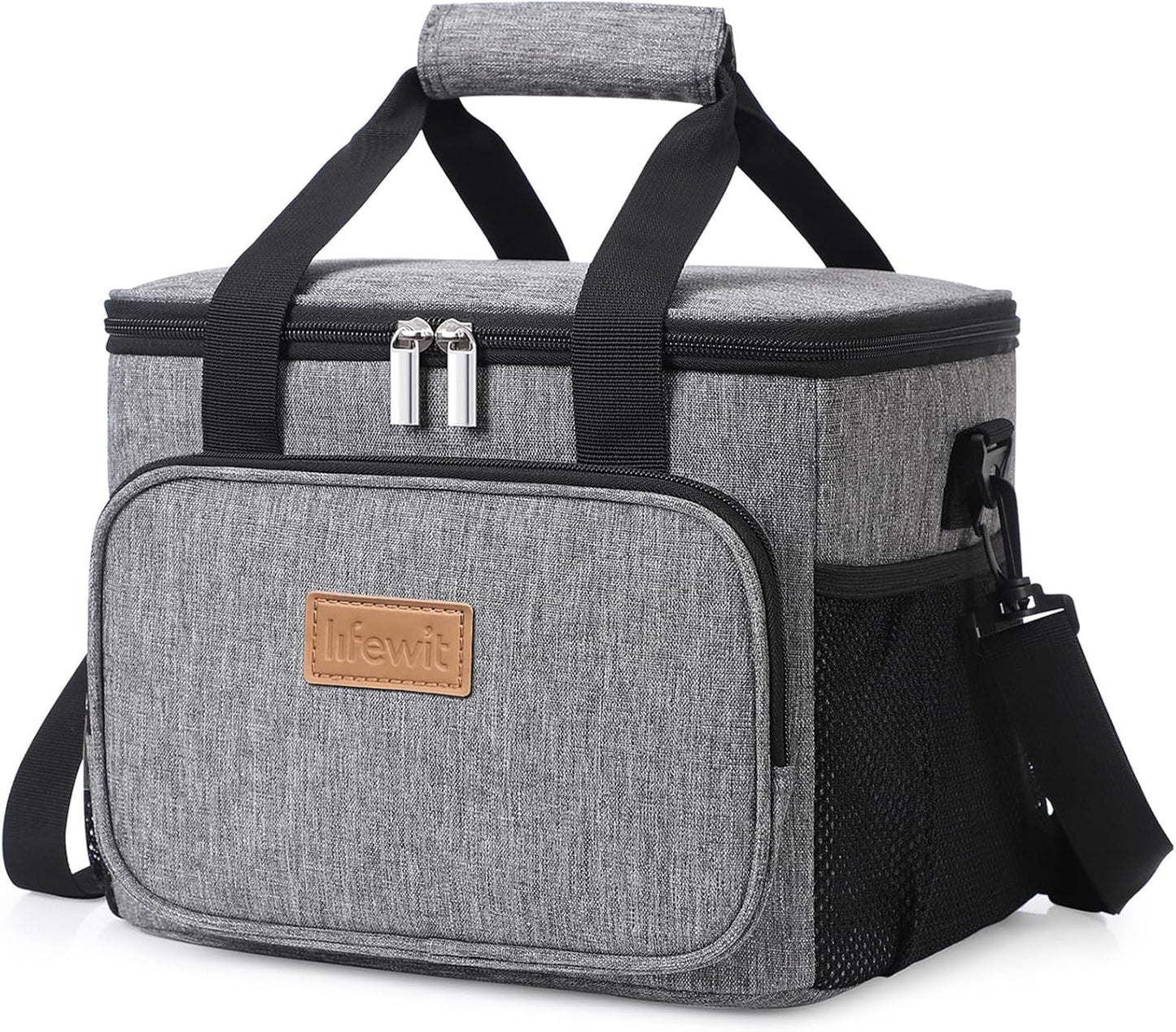 Lifewit Medium Lunch Bag Insulated Lunch Box Soft Cooler Cooling Tote for Adult Men Women, Gray 12-Can (9L)