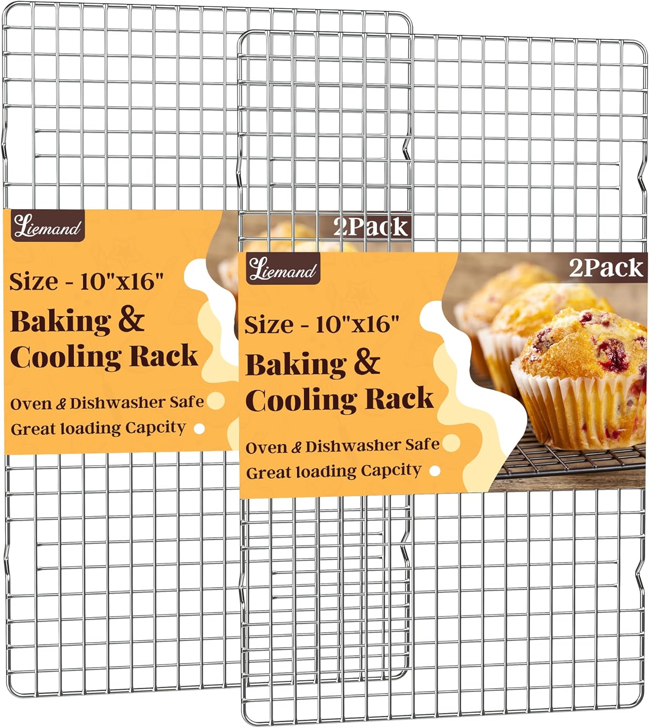 Cooling Racks for Cooking and Baking - 2 PCS 10" x 16" Grid Wire Baking Rack for Oven Cooking, Baking, Grilling, Roasting -Dishwasher Safe Bacon Rack- Fits Half Sheet Cookie Pan