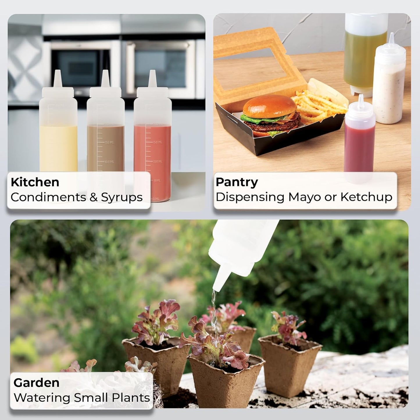 Restaurantware-8 Ounce Condiment Squeeze Bottle, 1 With Lid Plastic Squeeze Bottle - Precison Dispensing Tip, Flexible, Clear Plastic Squeeze Bottle For Sauces, For Sauces, Spreads, Or Condiments,