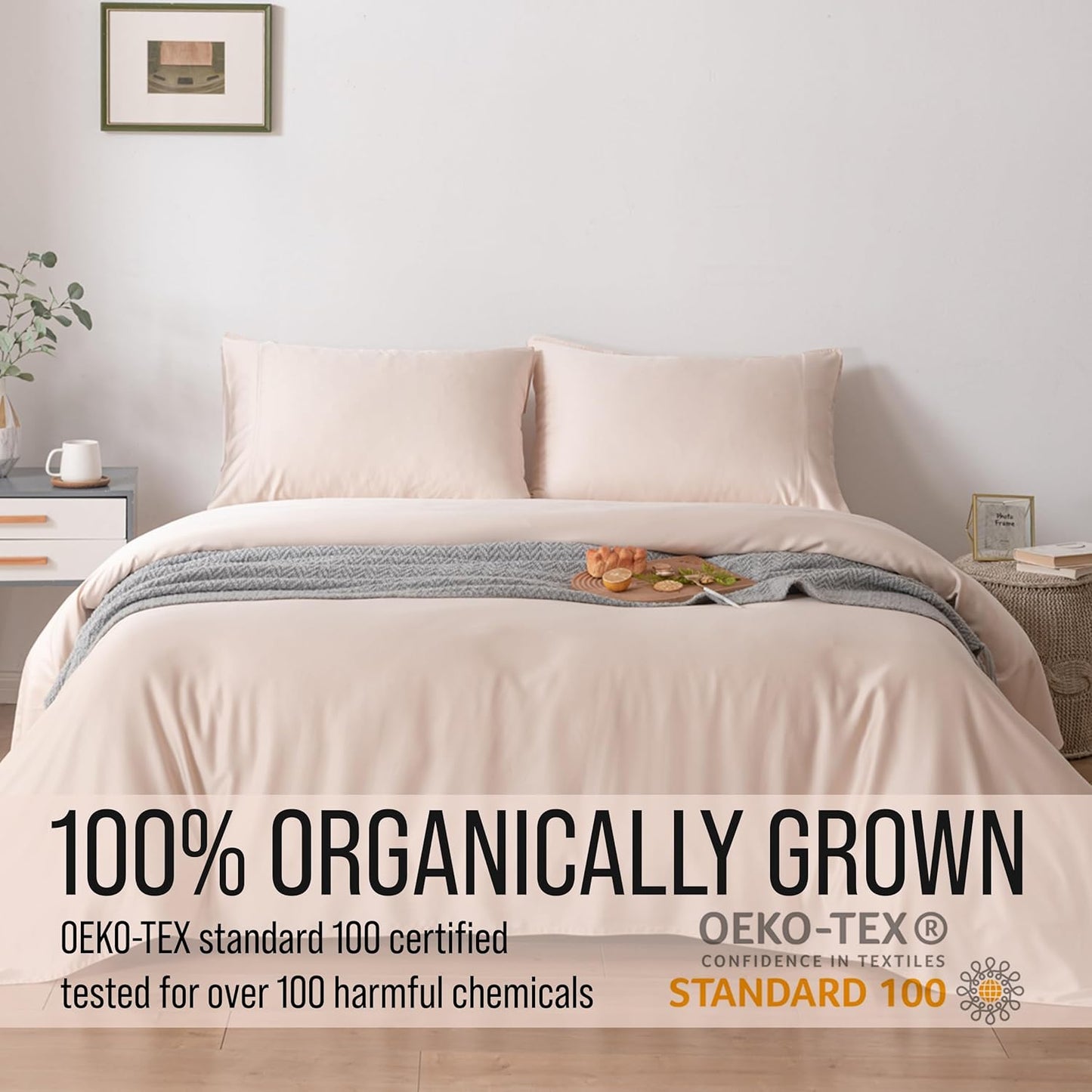 Bella Coterie Luxury Bamboo Viscose Full Size Sheet Set | 100% Organically Grown | Ultra Soft | Cooling for Hot Sleepers | 18" Deep Pocket [Champagne]