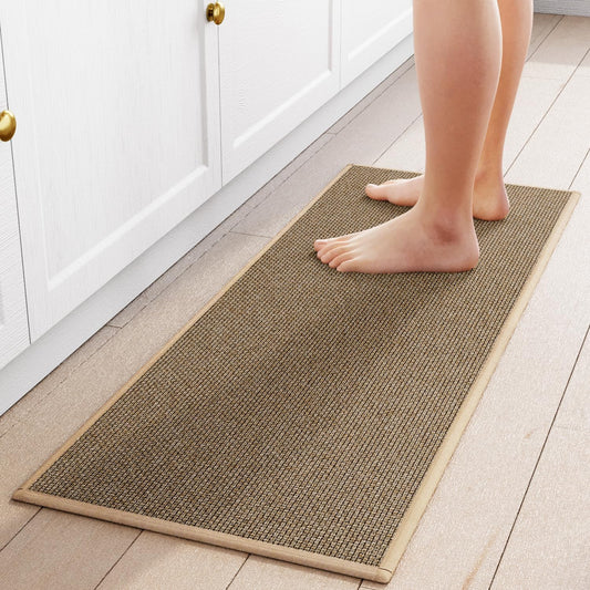 Kitchen Mat 1 PCS, Cushioned Non Slip Rugs for Kitchen Floor, Absorbent Runner Comfort Standing Mats Washable for Kitchen, Office, Home (Brown, 17.3"x47")