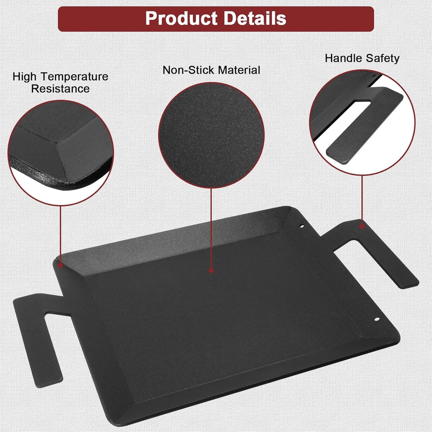Carbon Steel Griddle - Professional Cookware Griddle Pan for Induction, Stove Top, Gas Grill, Cooktop, Electric and more, 17" x 10" NonStick Flat Top Griddle Plate Skillet, Indoor/Outdoor Use