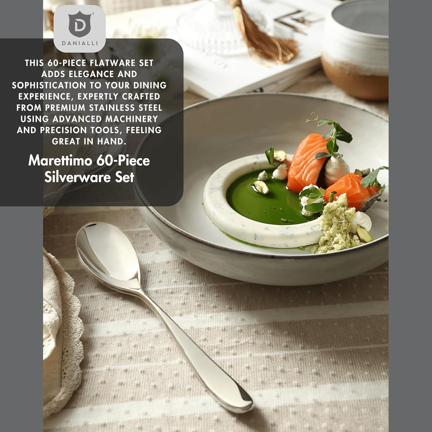 Silverware Set for 12 | 18/10 Stainless Steel Flatware Set | Mirror Finish, Heavy-Duty, Dishwasher Safe, Elegant & Durable, Built to Last (60-Piece, Marettimo)