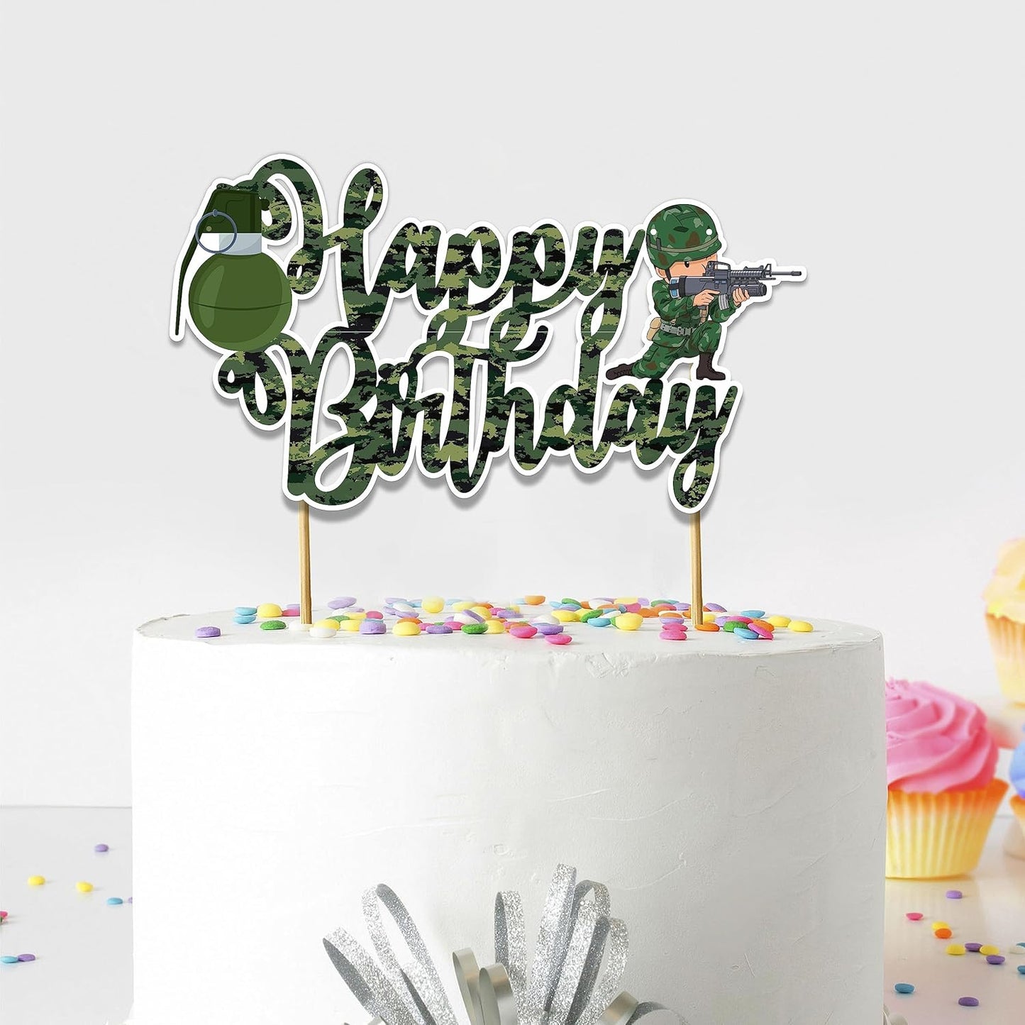 Seyal® Cool Army Trops Happy Birthday Cake Topper