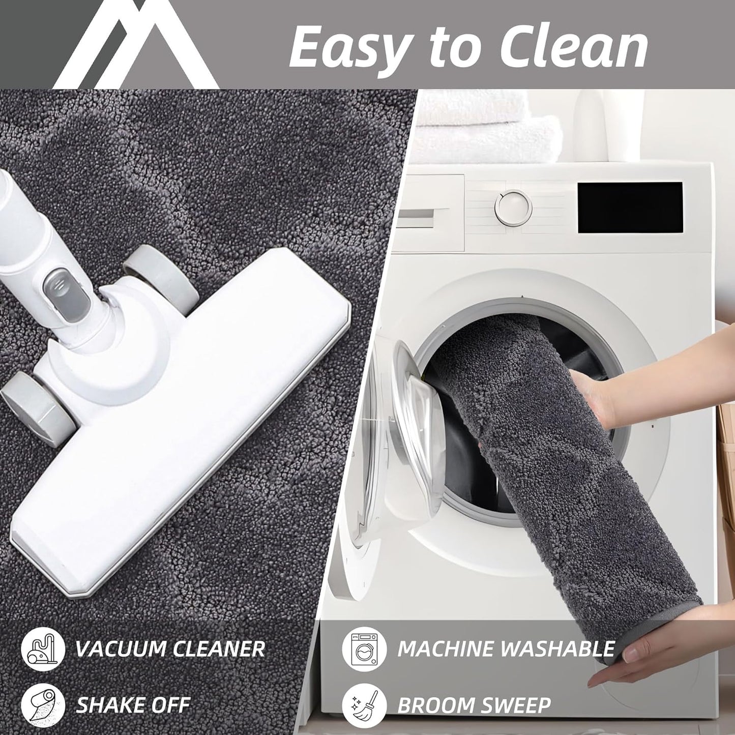 COSY HOMEER-Kitchen-Rugs 20"x48" Non-Slip Absorbent Soft Kitchen Runner Rug Polyester Kitchen Mats for Floor Washable Kitchens Standing Floor Mat for Sink Mat,Hallway,Laundry,Dark Grey