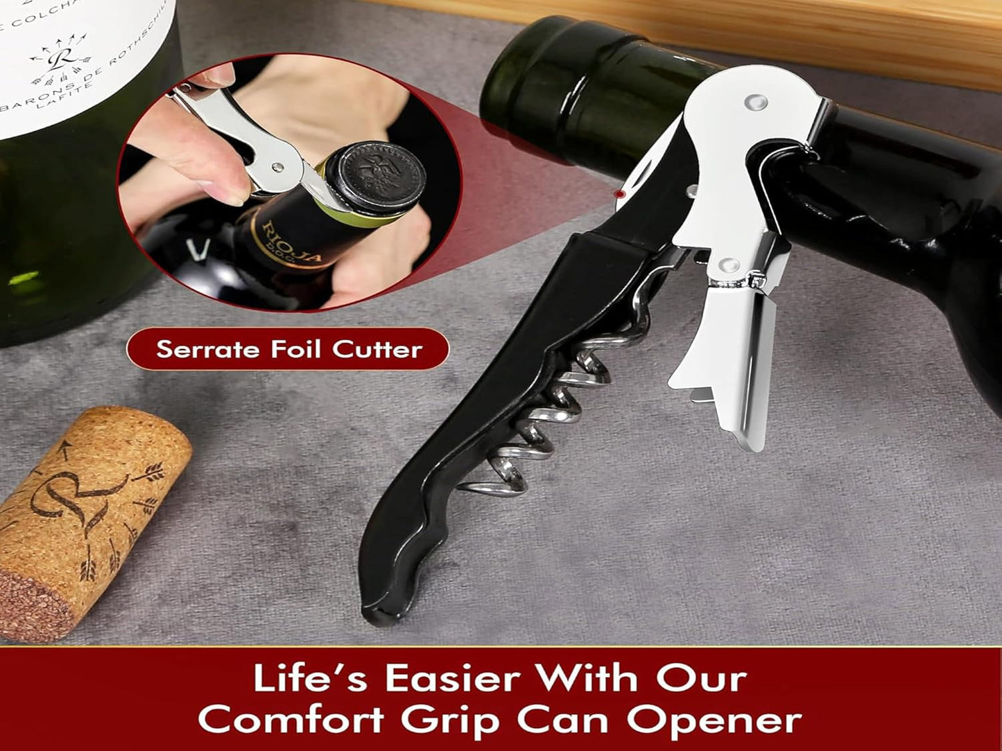 Professional Waiter Corkscrew Wine Openers Set, Heavy Duty Stainless Steel Hinges Wine Key for Restaurant Waiters, Sommelier, Bartenders