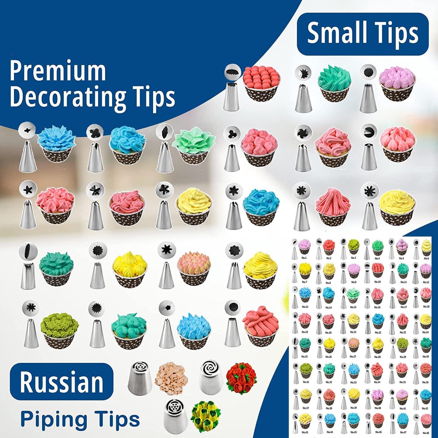 204 PCS Cake Decorating Kit, Aluminum Rotating Turntable Stand, Baking Supplies Kit Set with 4 Springform Pan Sets, 55 Icing Piping Nozzles, Cake Topper, Icing Spatula, Scraper, Pro Baking Tools