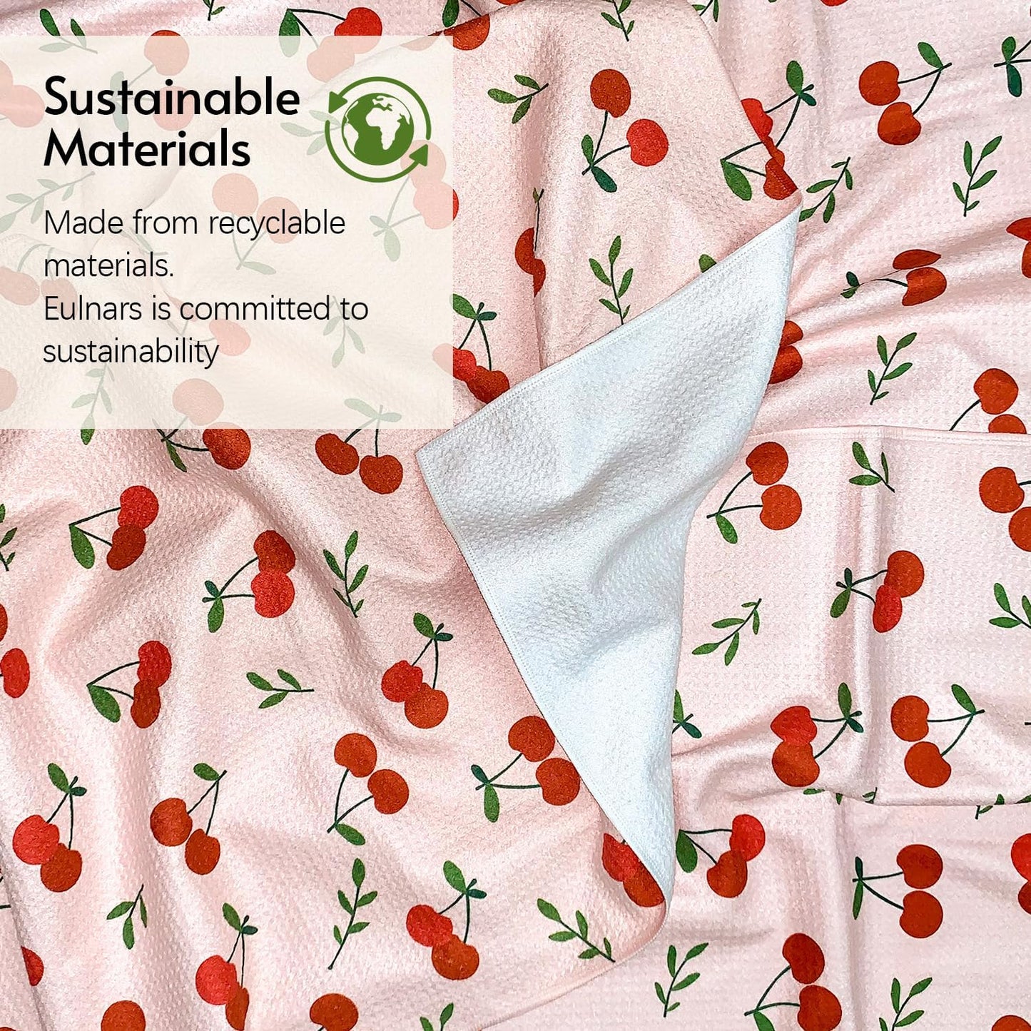 Kitchen Towels, 18" x 30" Dish Towels, Microfiber Tea Towels for Kitchen Drying, Superior Absorbency, Lemon Cherry Series, 2-Pack