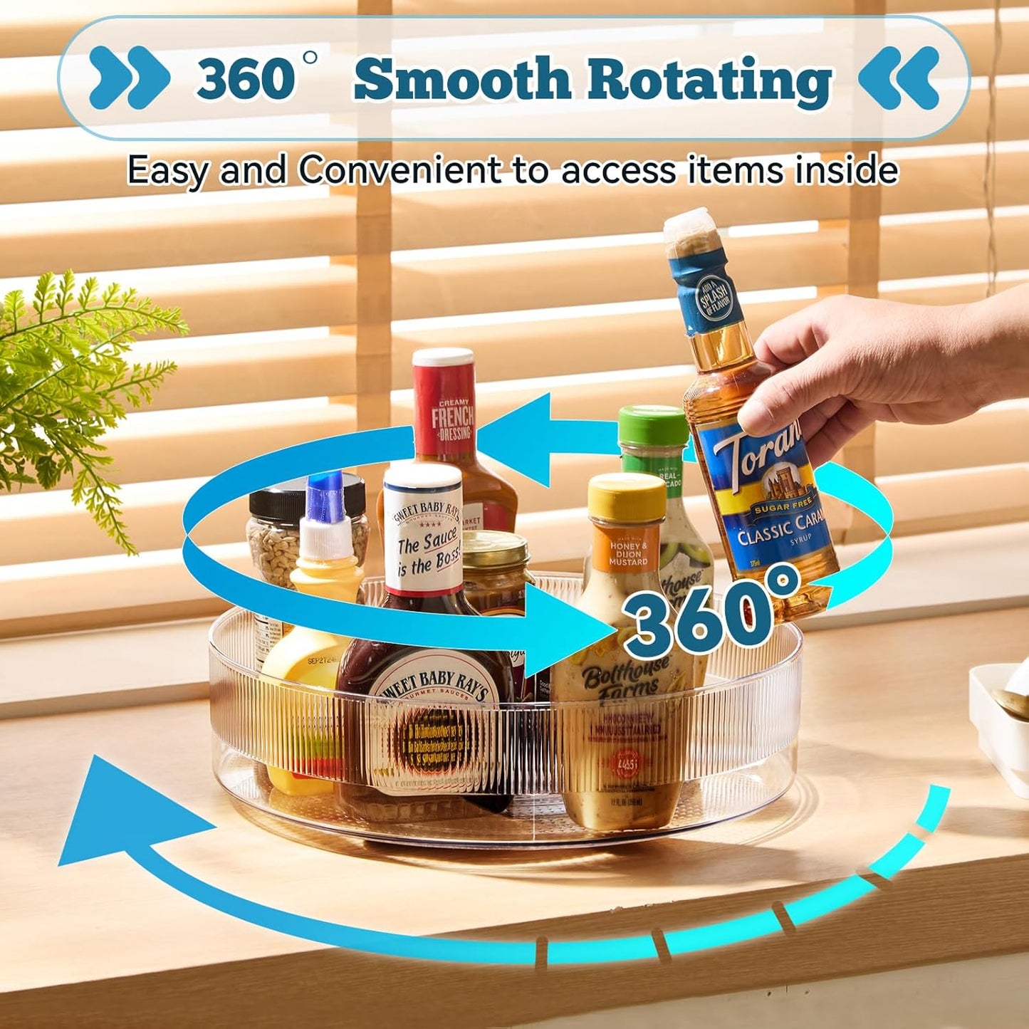 FreshKeeper Plastic Lazy Susan Organizer, Clear Pantry Lazy Susan Turntable for Cabinet and Kitchen 11’’