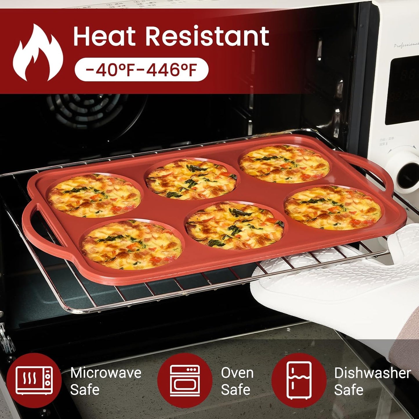 JOERSH 4 Inch Jumbo Silicone Muffin Top Pan with Metal Frame, Non Stick Silicone Egg Mold for Oven, Large Whoopie Pie Baking Pan for English Muffin, Breakfast Sandwich, Egg Bite, Hamburger Bun Tart