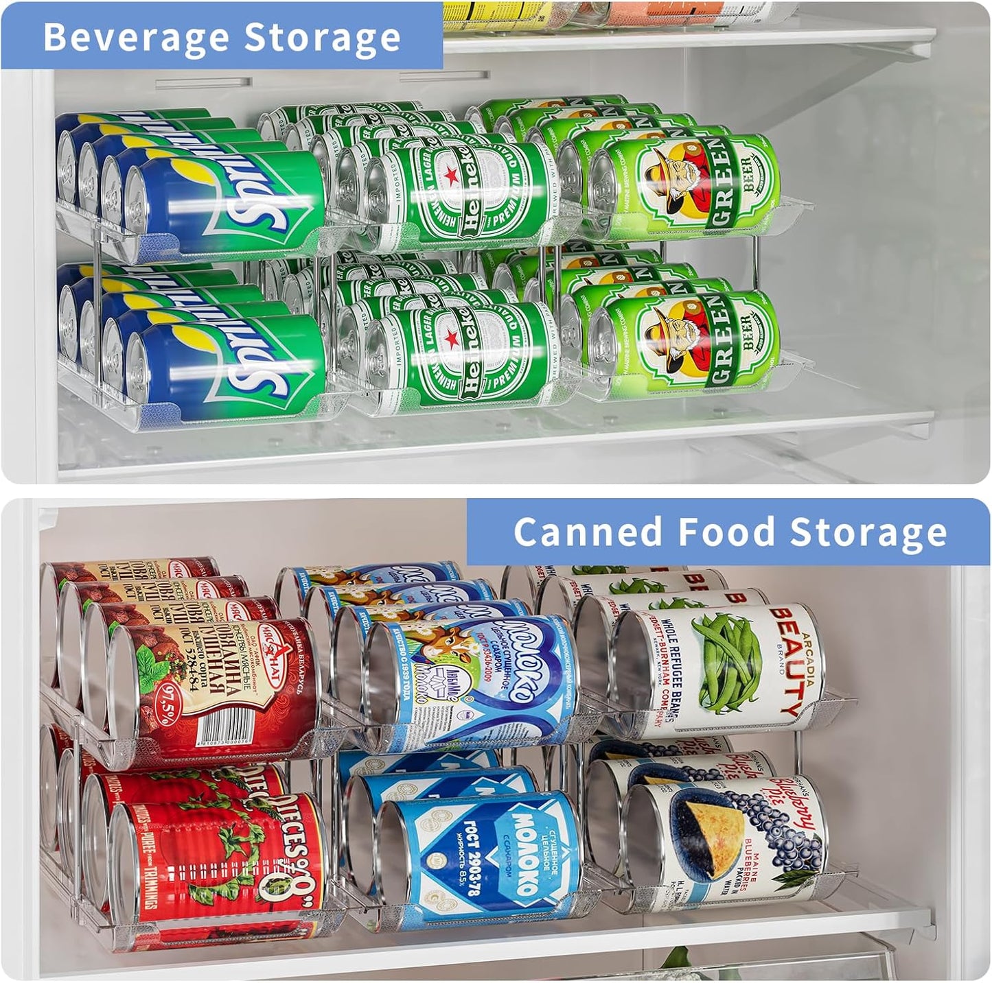 Can Organizer for Pantry Free combination Can Dispenser,Clear 3 Tier Storage Rack for 36 Cans Suitable for Cabinet Pantry Fridge Countertop (3 * 3)