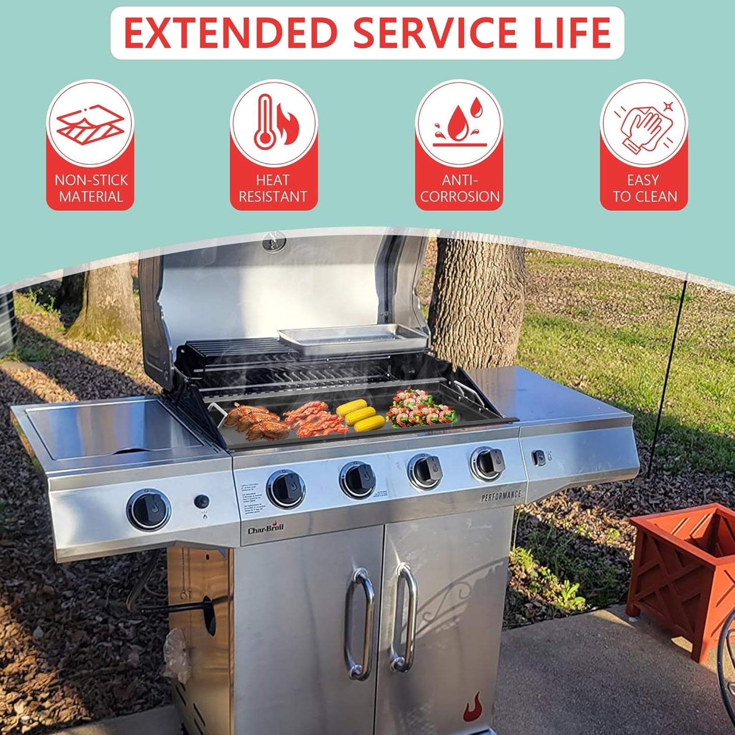 Griddle Insert for Nexgrill Replacement Parts 4 Burner 720-0783W 720-0830H 720-0830X 720-0888S, Carbon Steel Flat Top Griddle Plate for Nexgrill 5 Burner 720-0888 720-0888N, Charbroil 463344015 Grill