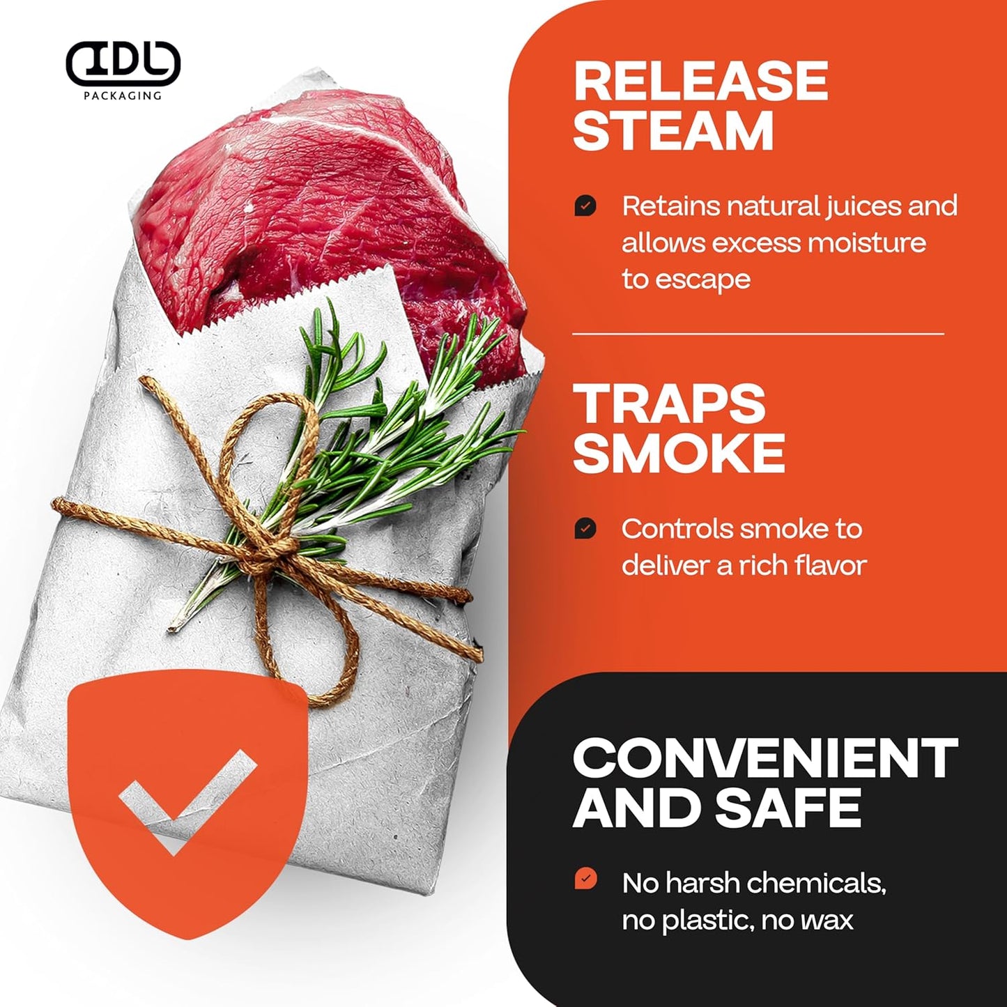 White Butcher Paper 24" x 12000" (1000 feet) - USA-Made Natural Butcher Paper Roll for Meat and Fish - Uncoated, Unwaxed & Food-Grade Material for Smoking, Grilling & Barbecue by IDL Packaging