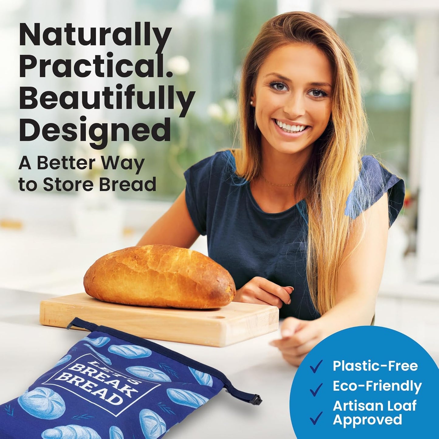 LOTTELI Reusable Bread Bags for Homemade Loaves – 2 Pack Cloth Sourdough Bread Bags - Freezer Storage with Zipper, Buckle & Date-Label Pocket - Eco-Friendly & Washable