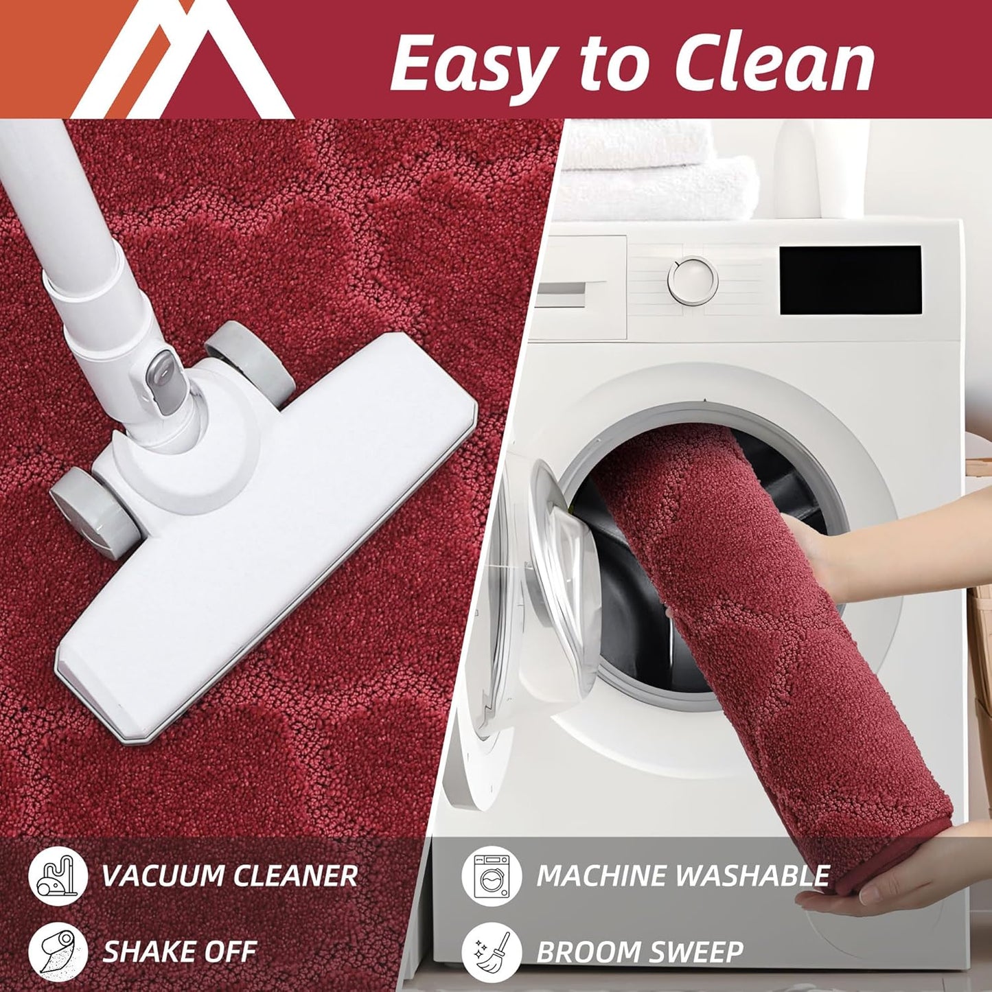 COSY HOMEER Soft Kitchen Floor Mats for in Front of Sink Super Absorbent Rugs and 20"x59" Non-Skid Mat Standing Washable,Polyester,Red